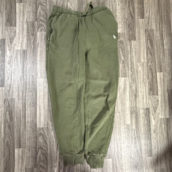 U.S. Polo Assn Olive Green Fleece Jogger Sweatpants Logo Elastic Waist - Picture 1 of 7